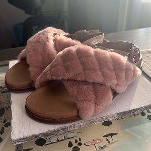 Aquatalia Blush Fur Sandals